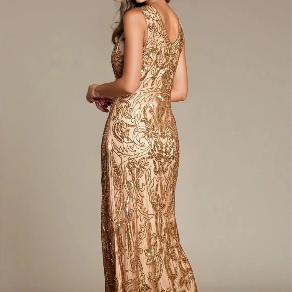 NWT Rose Gold Beaded Dress Sequin Art Deco Size XXL - Picture 2 of 6